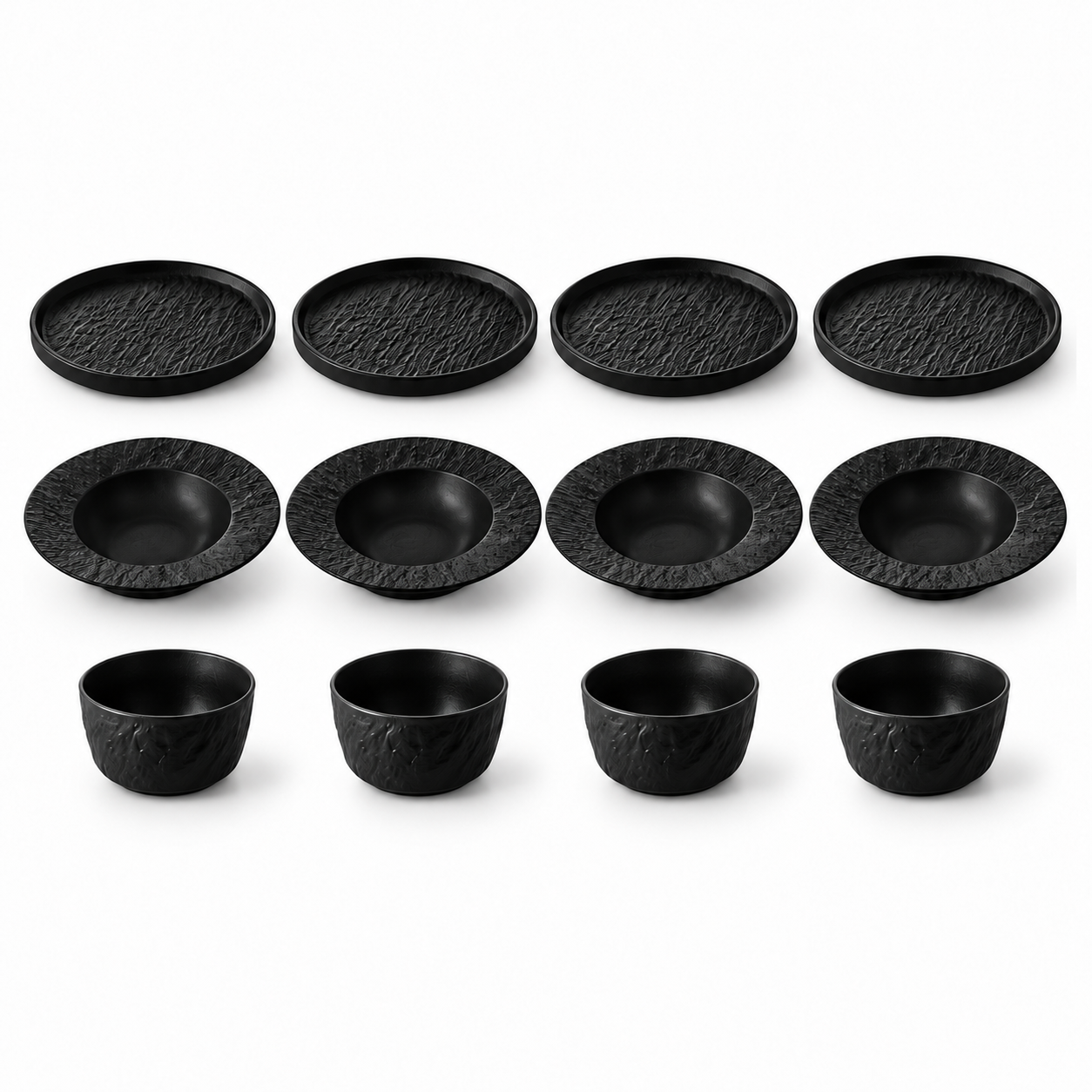 Rock Texture Ceramic Dinnerware Collection – Black & White