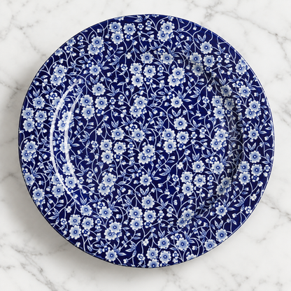 Midnight Bloom Blue & White Ceramic Plate