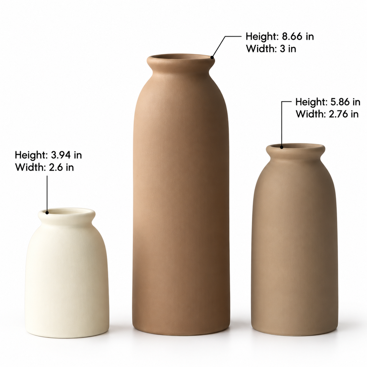 Ivory Ceramic Vase Set – Set of 3