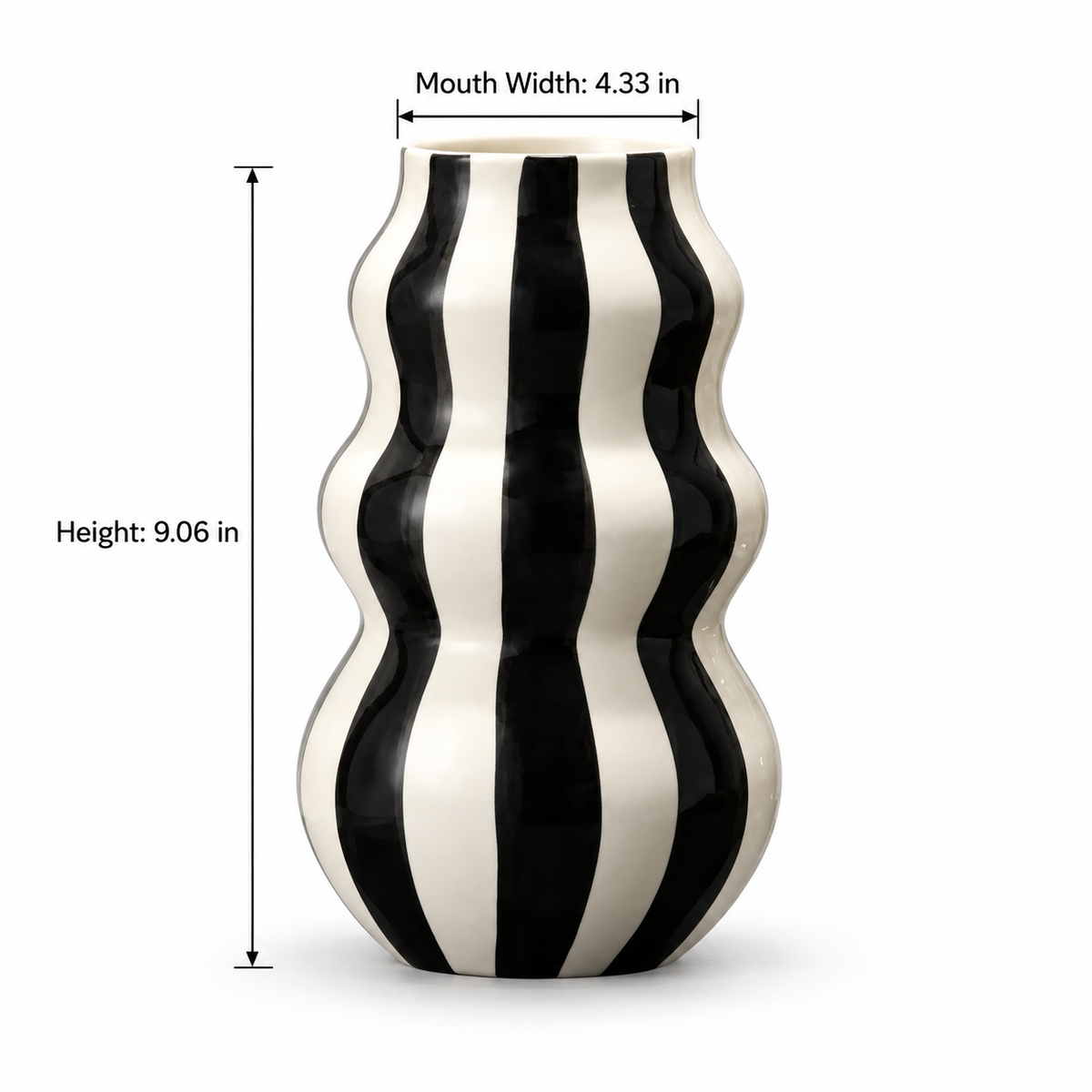 Striped Ceramic Wave Vase – Sculptural Home Décor