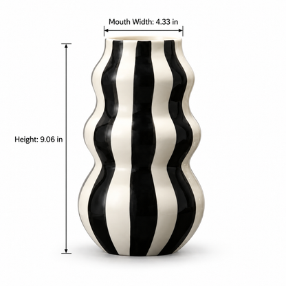 Striped Ceramic Wave Vase – Sculptural Home Décor