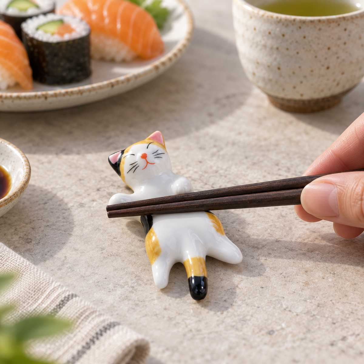 Calico Cat Ceramic Chopstick Rest – Assorted Shapes, Sold Individually