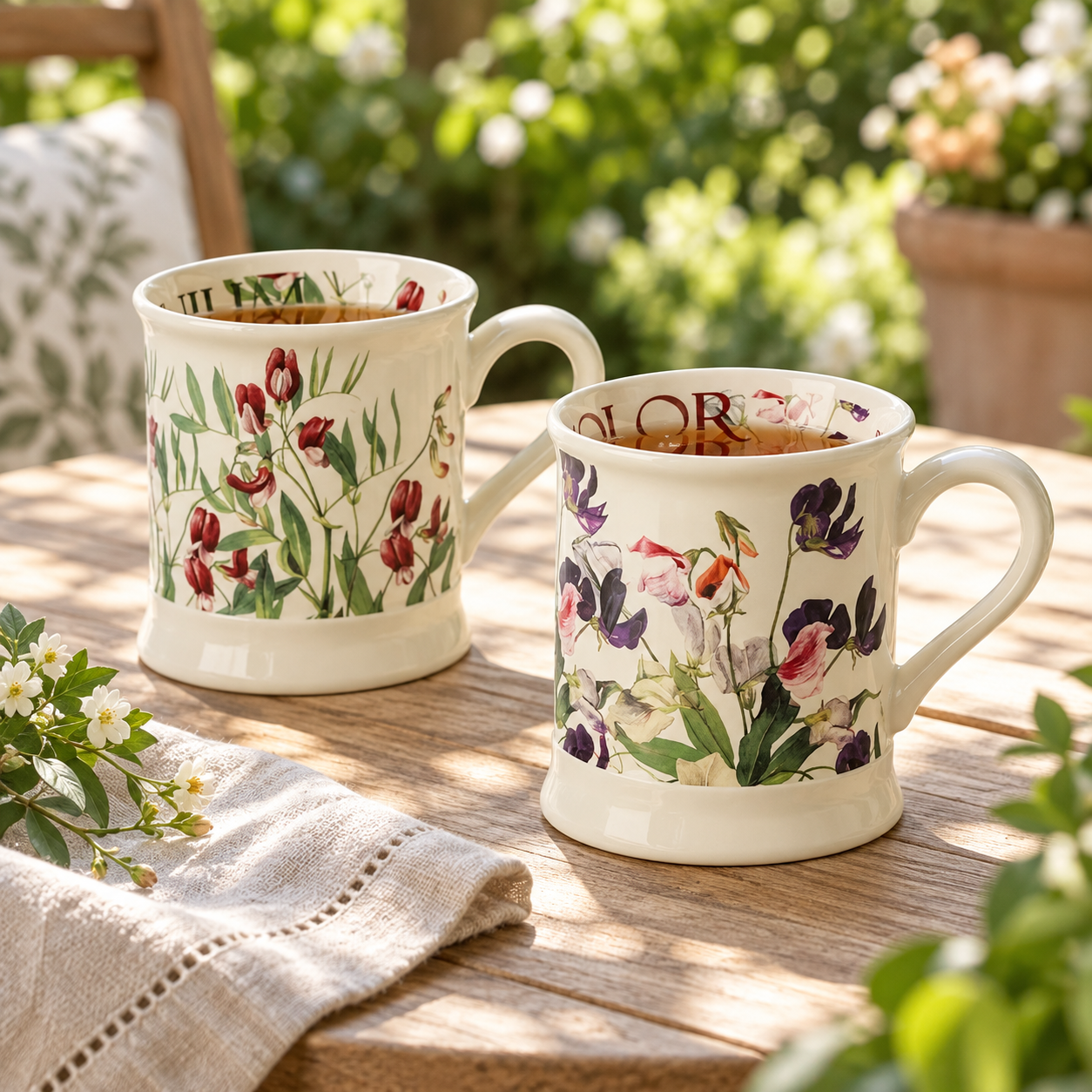 Vintage Botanical Ceramic Mug – Floral & Butterfly Designs, 380 mL