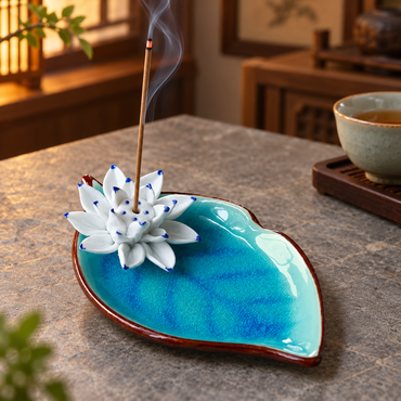 Lotus Leaf Ceramic Incense Stick Holder