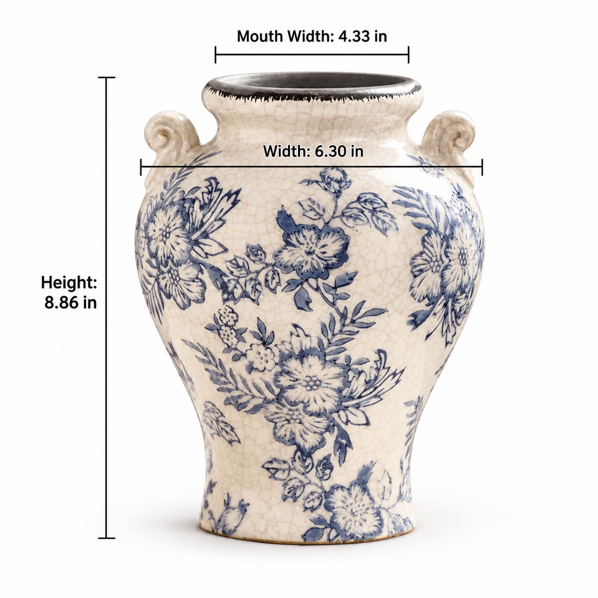 Vintage-Inspired Blue & White Floral Ceramic Vase – Five Styles