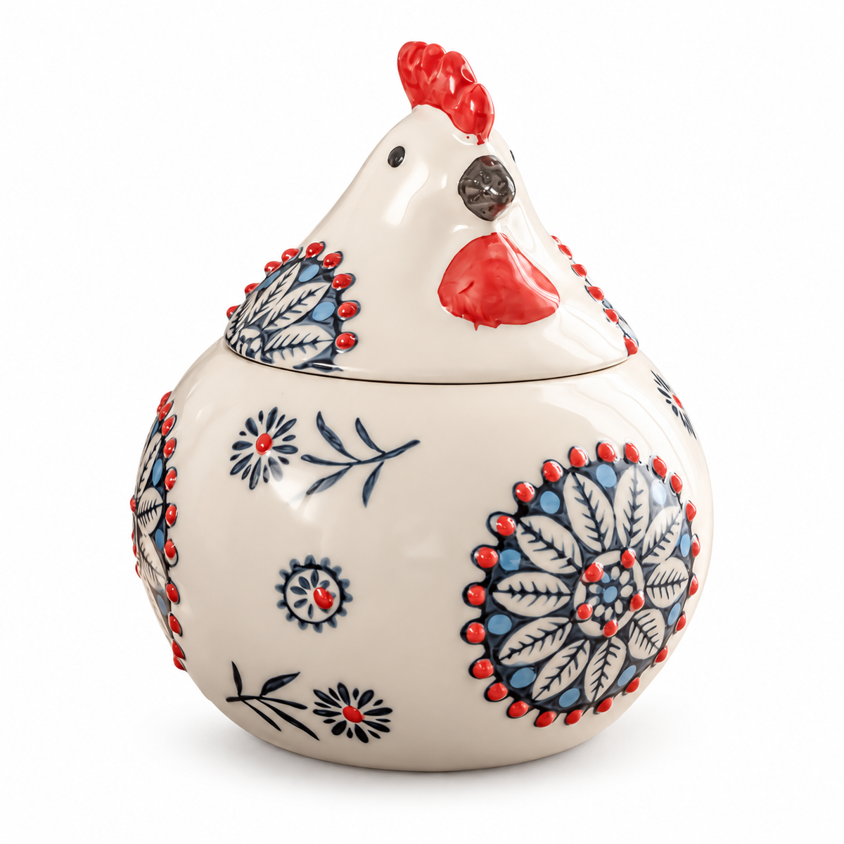 Floral Hen Ceramic Seasoning Jar with Lid