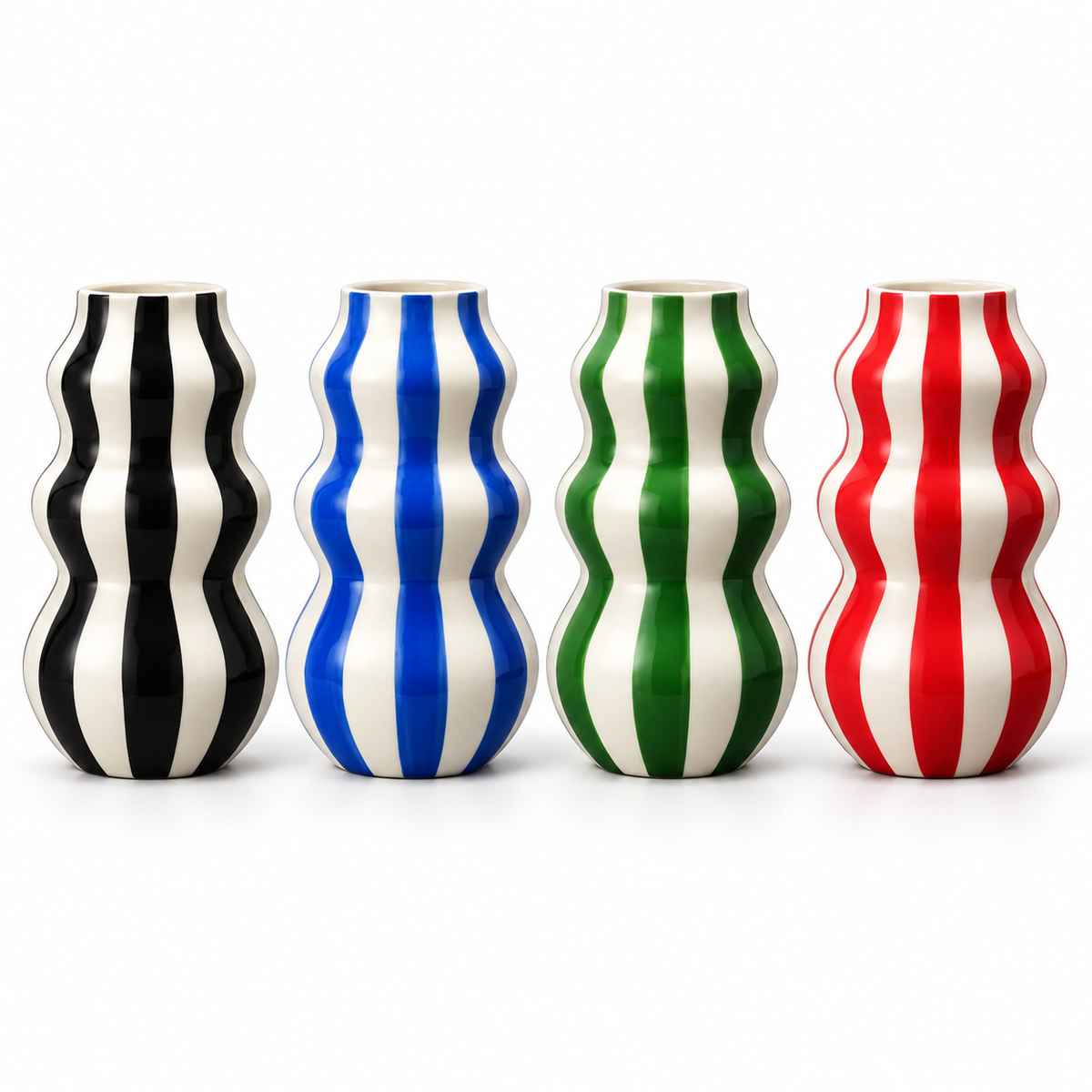 Striped Ceramic Wave Vase – Sculptural Home Décor