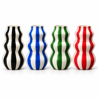 Striped Ceramic Wave Vase – Sculptural Home Décor