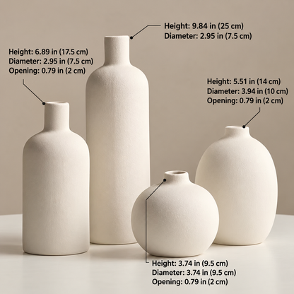 Earth Tone Ceramic Vase Set – Set of 4