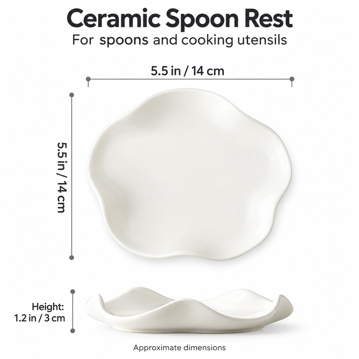 Ivory Ceramic Spoon Rest – Organic Wavy Edge