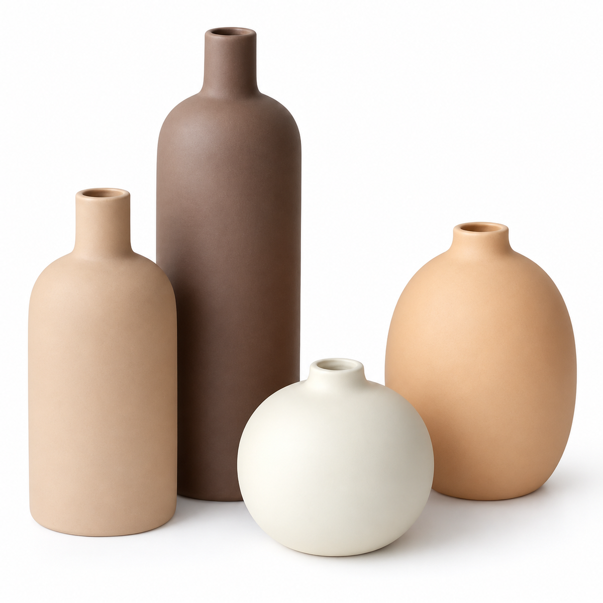 Earth Tone Ceramic Vase Set – Set of 4