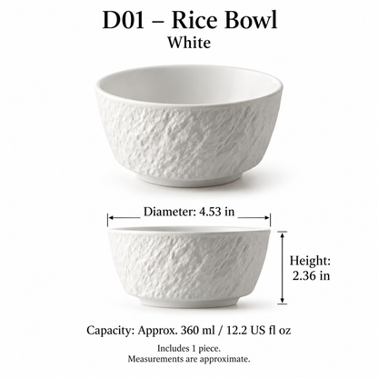 Rock Texture Ceramic Dinnerware Collection – Black & White