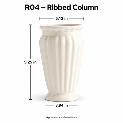 Cream White Ribbed Ceramic Vase – Four Classic Styles