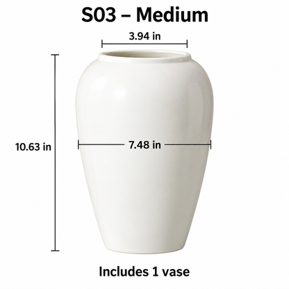 Ivory White Ceramic Vase – Three Sizes & Set of 3