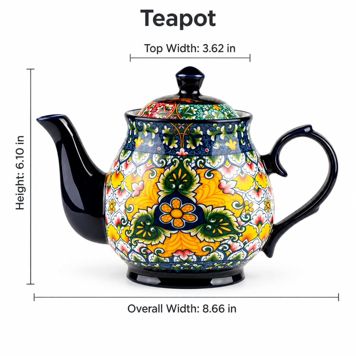 Colorful Floral Ceramic Tableware – Plates, Bowls, Platters & Teapot