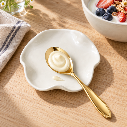 Ivory Ceramic Spoon Rest – Organic Wavy Edge
