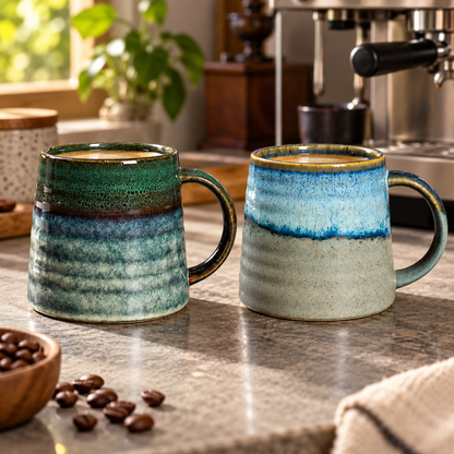 Reactive Glaze Ceramic Coffee Mug, 440 ml – Five Colors