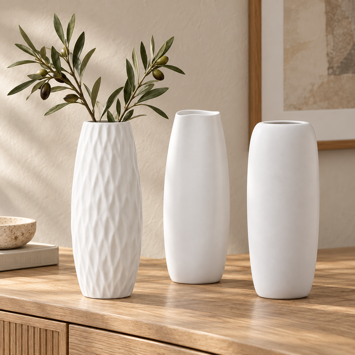 White Ceramic Vase – 15 Sculptural & Textured Styles