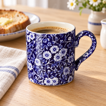 Midnight Bloom Blue & White Ceramic Mug