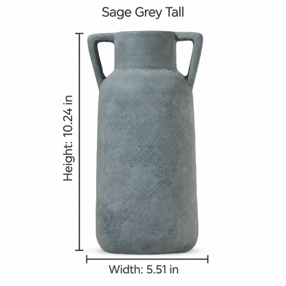 Warm Ivory Textured Ceramic Vase with Twin Handles