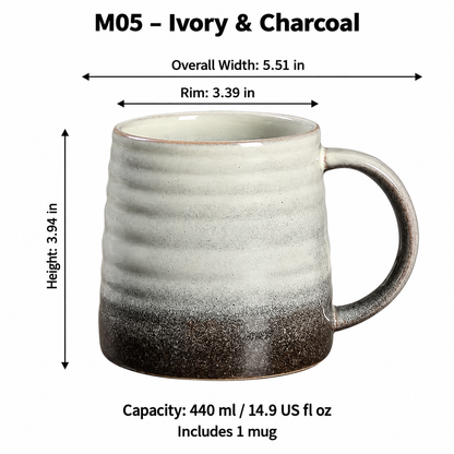 Reactive Glaze Ceramic Coffee Mug, 440 ml – Five Colors
