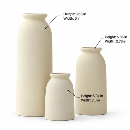 Ivory Ceramic Vase Set – Set of 3