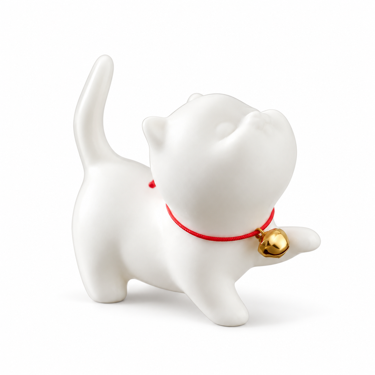 White Ceramic Cat Incense Holder – With or Without Tray