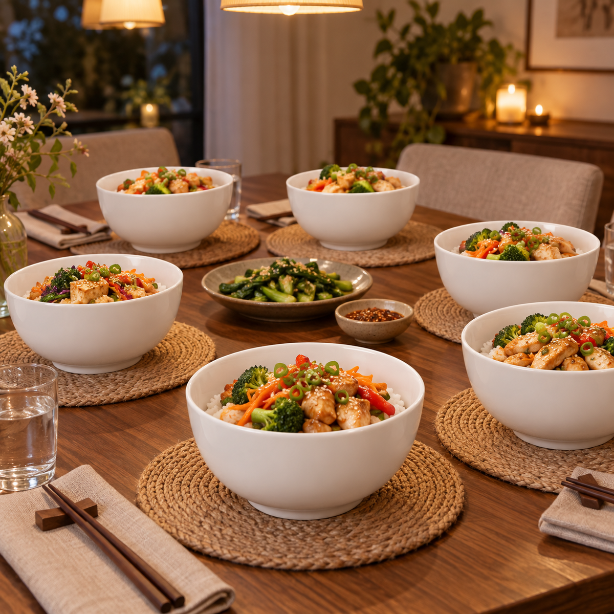 Classic White Ceramic Bowls – Set of 6