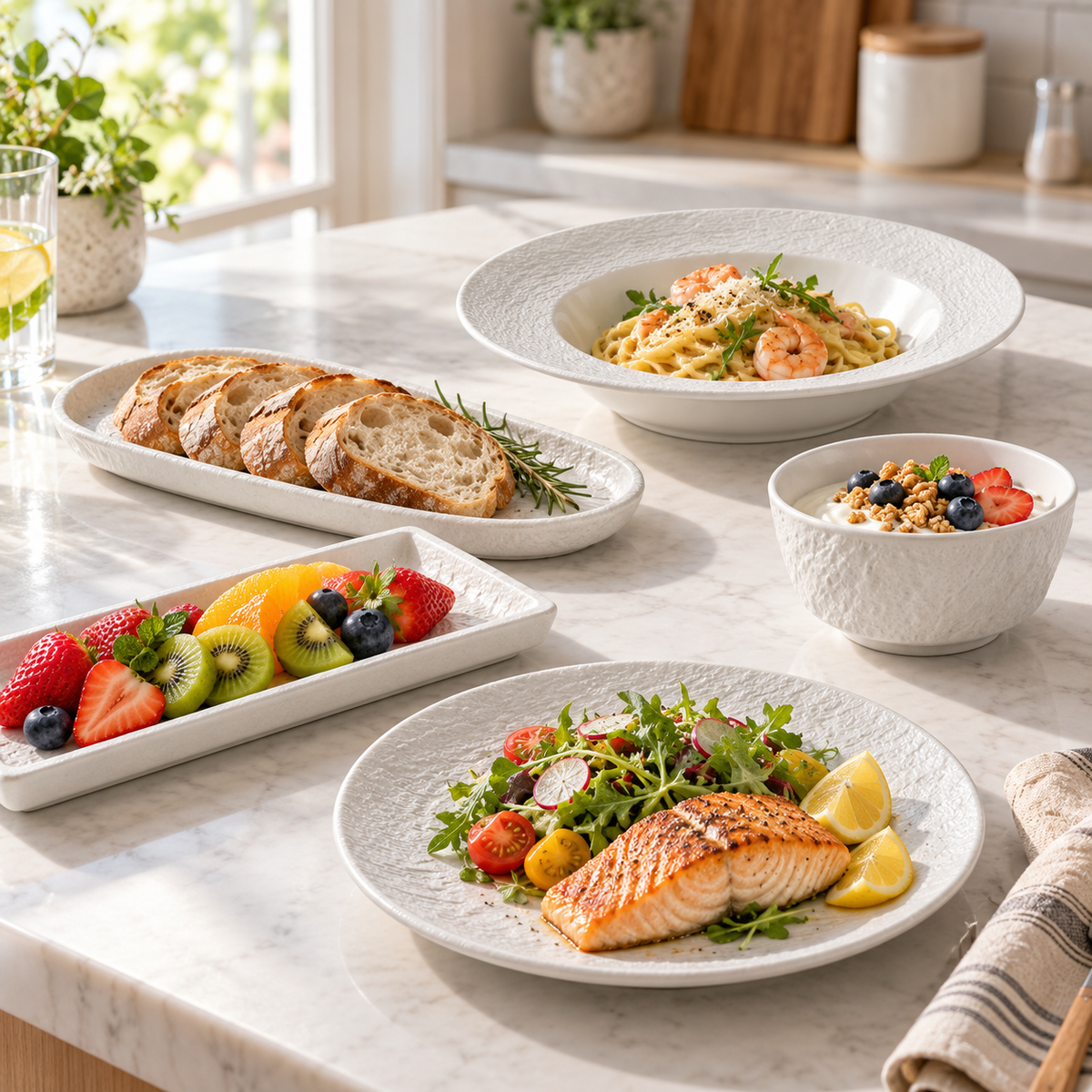 Rock Texture Ceramic Dinnerware Collection – Black & White