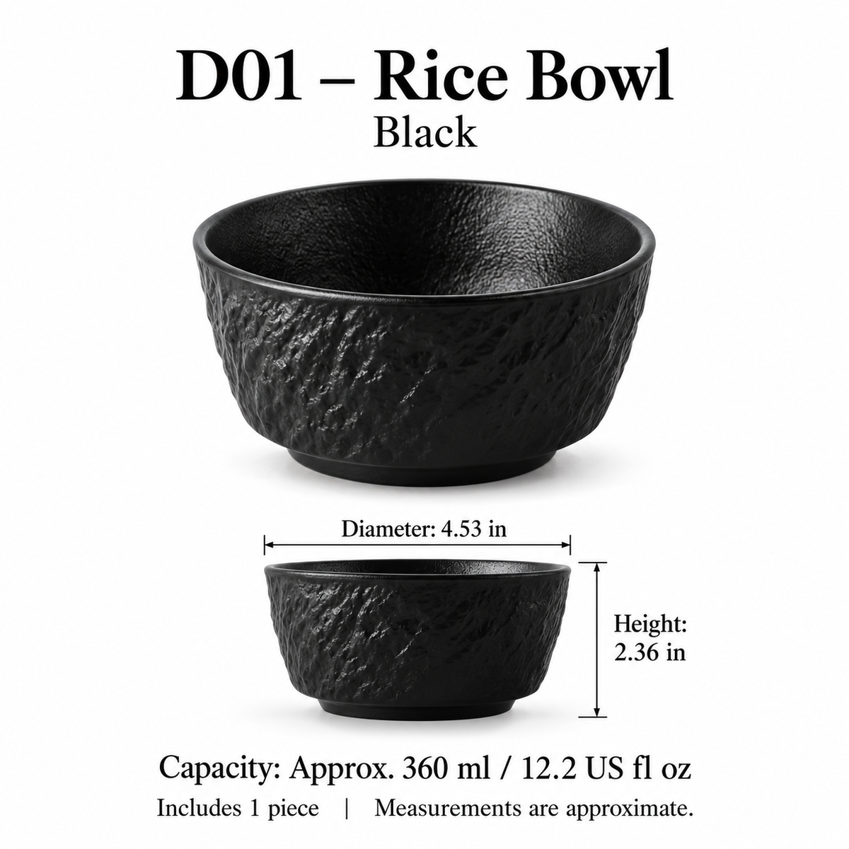 Rock Texture Ceramic Dinnerware Collection – Black & White