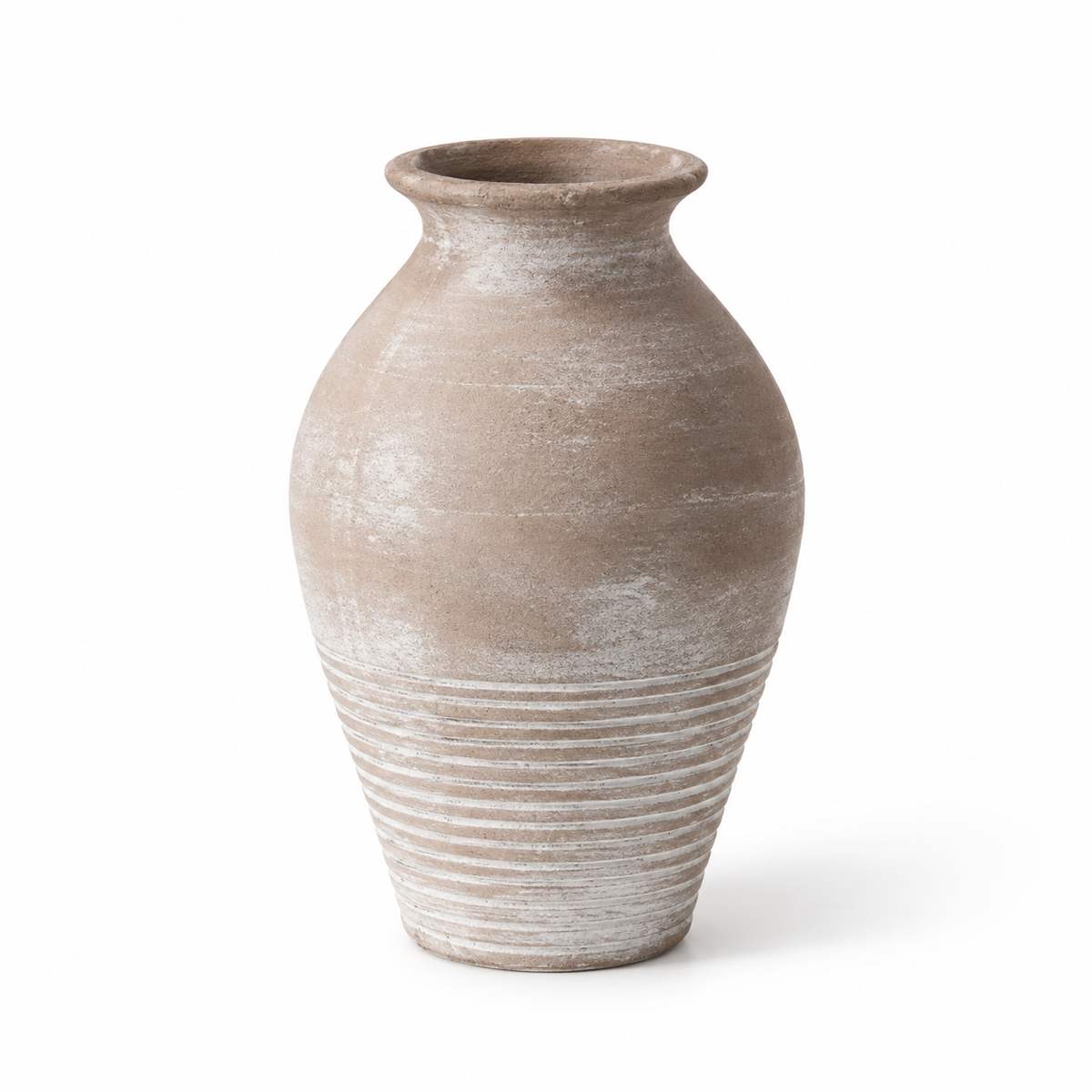 Rustic Textured Ceramic Vase – Taupe