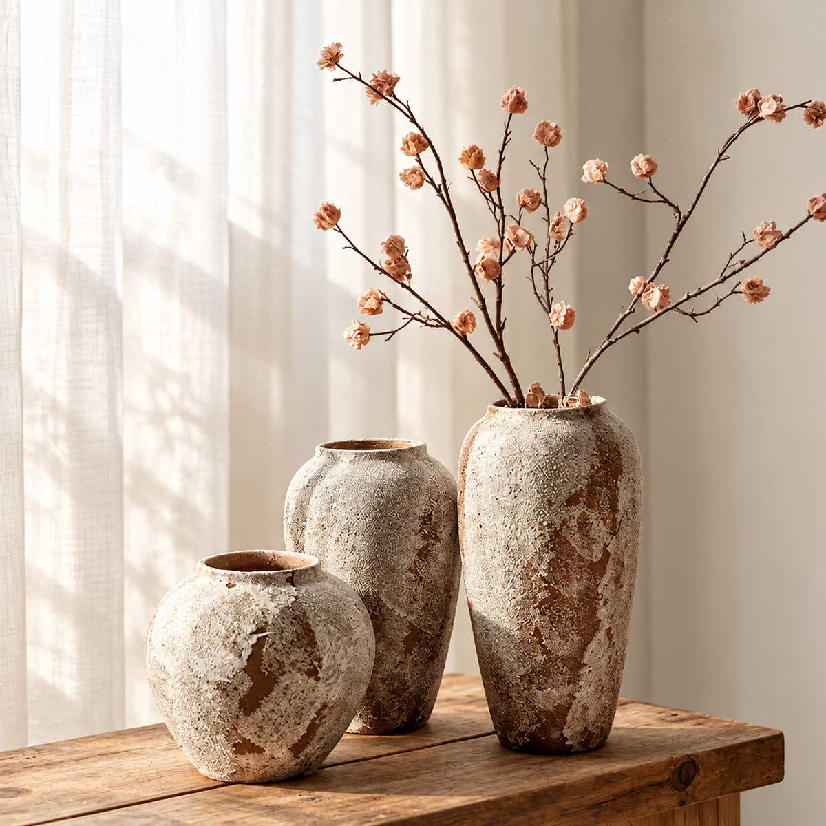 Rustic Textured Ceramic Vase – Individual Styles or Set of 3