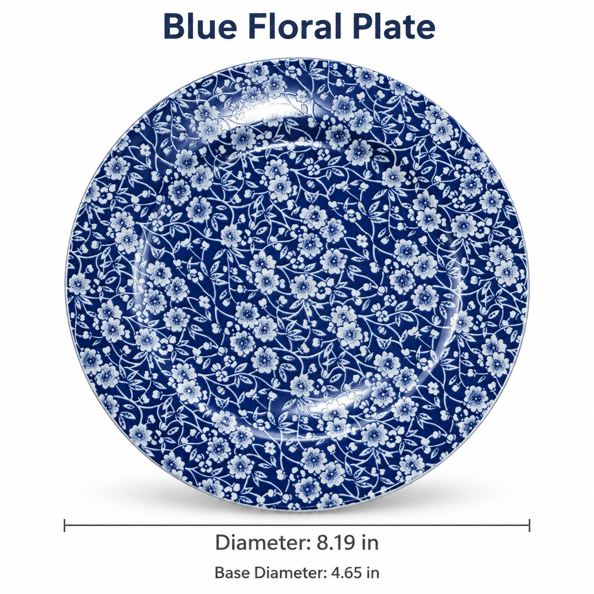Midnight Bloom Blue & White Ceramic Plate