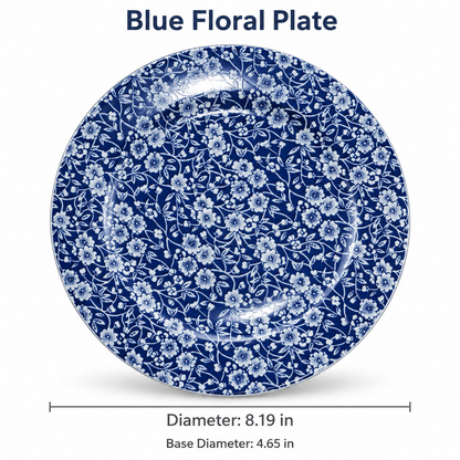 Midnight Bloom Blue & White Ceramic Plate