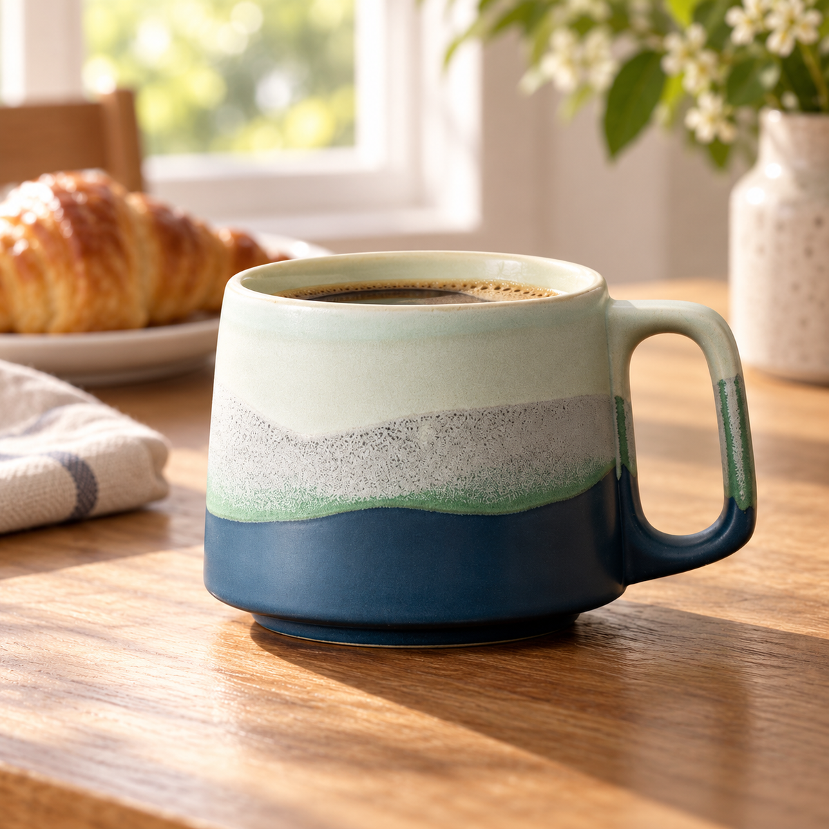 Blue & Sage Ceramic Coffee Mug – 350 ml