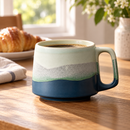 Blue & Sage Ceramic Coffee Mug – 350 ml