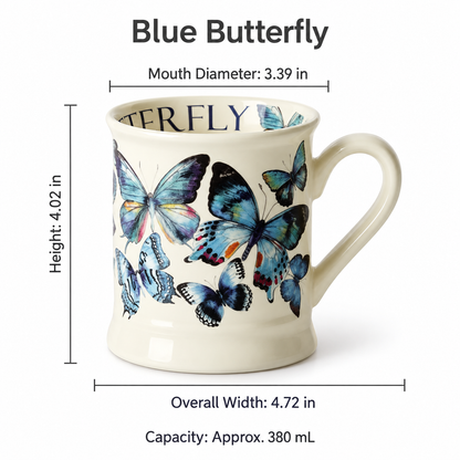 Vintage Botanical Ceramic Mug – Floral & Butterfly Designs, 380 mL