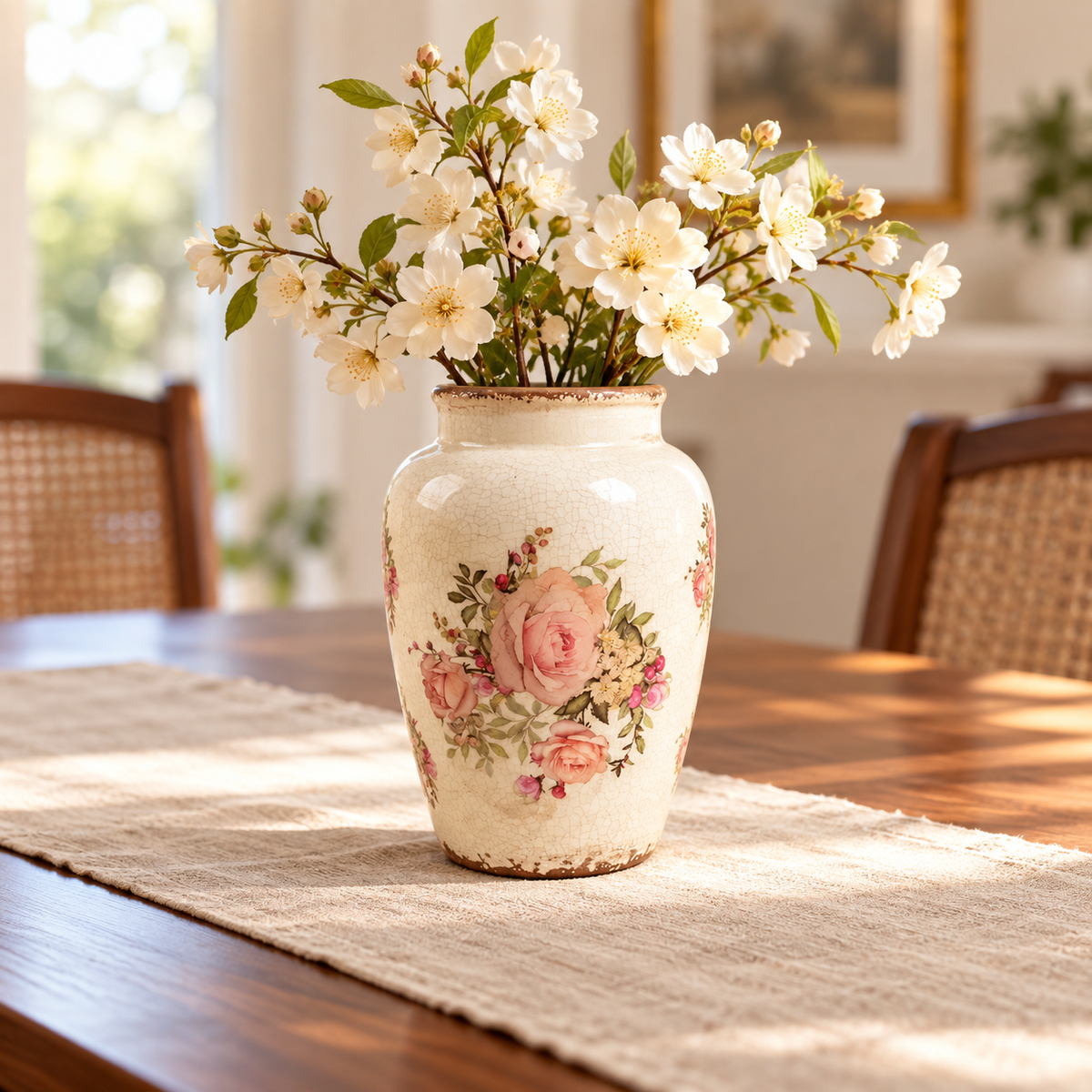 Vintage Style Floral Ceramic Vase – Four Botanical Designs