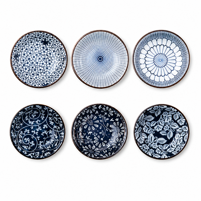 4-Inch Indigo Garden Ceramic Mini Bowls – Set of 6
