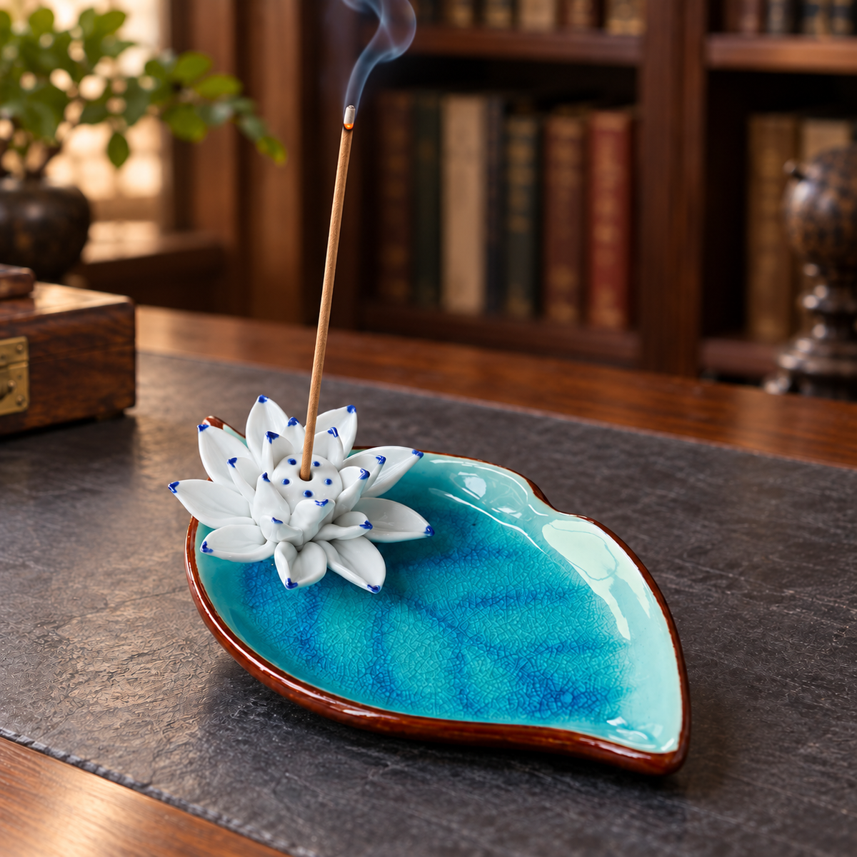 Lotus Leaf Ceramic Incense Stick Holder