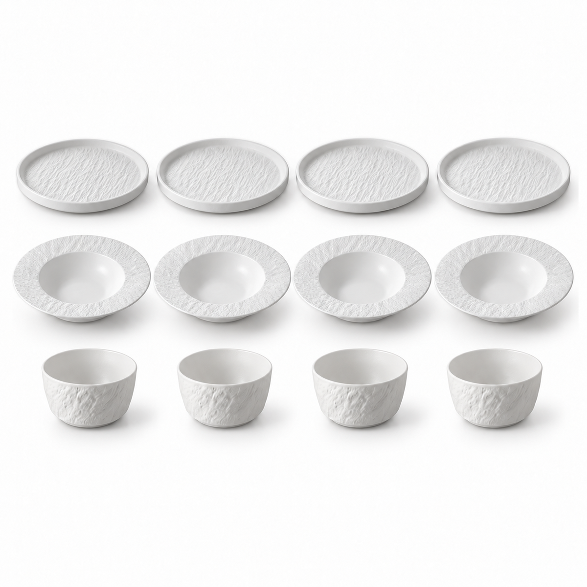 Rock Texture Ceramic Dinnerware Collection – Black & White