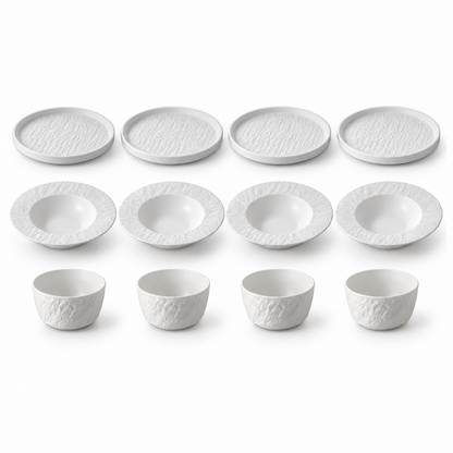 Rock Texture Ceramic Dinnerware Collection – Black & White
