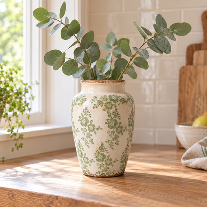 Vintage Style Floral Ceramic Vase – Four Botanical Designs