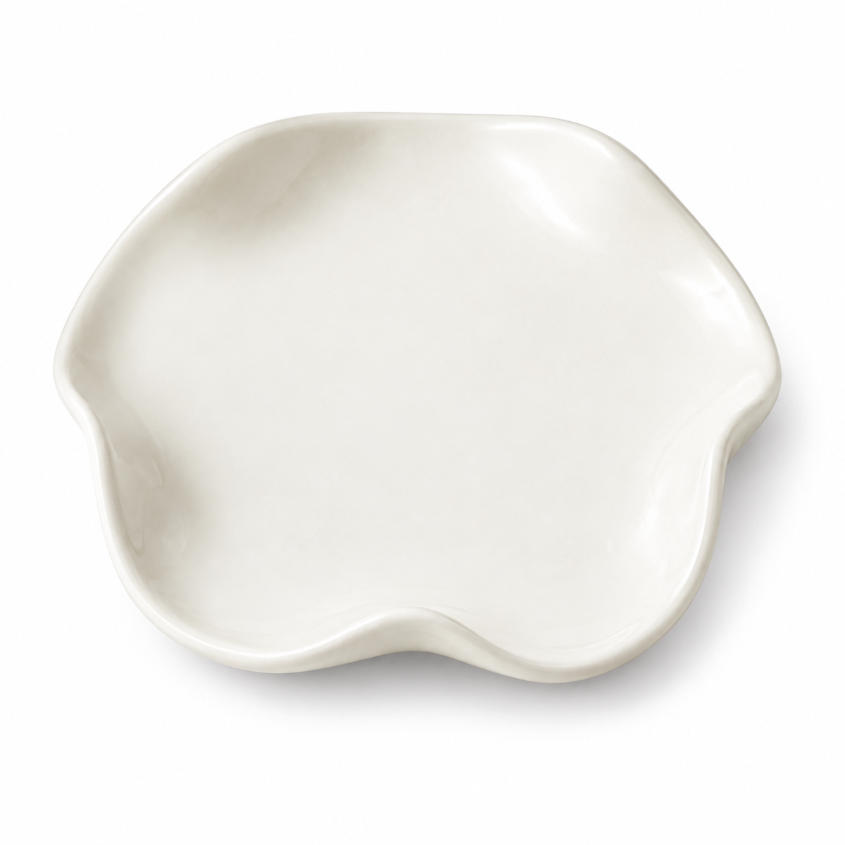 Ivory Ceramic Spoon Rest – Organic Wavy Edge