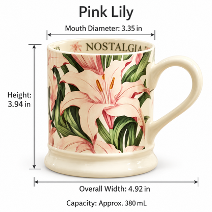 Vintage Botanical Ceramic Mug – Floral & Butterfly Designs, 380 mL