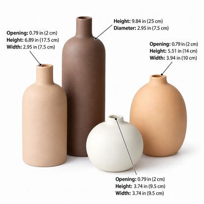 Earth Tone Ceramic Vase Set – Set of 4