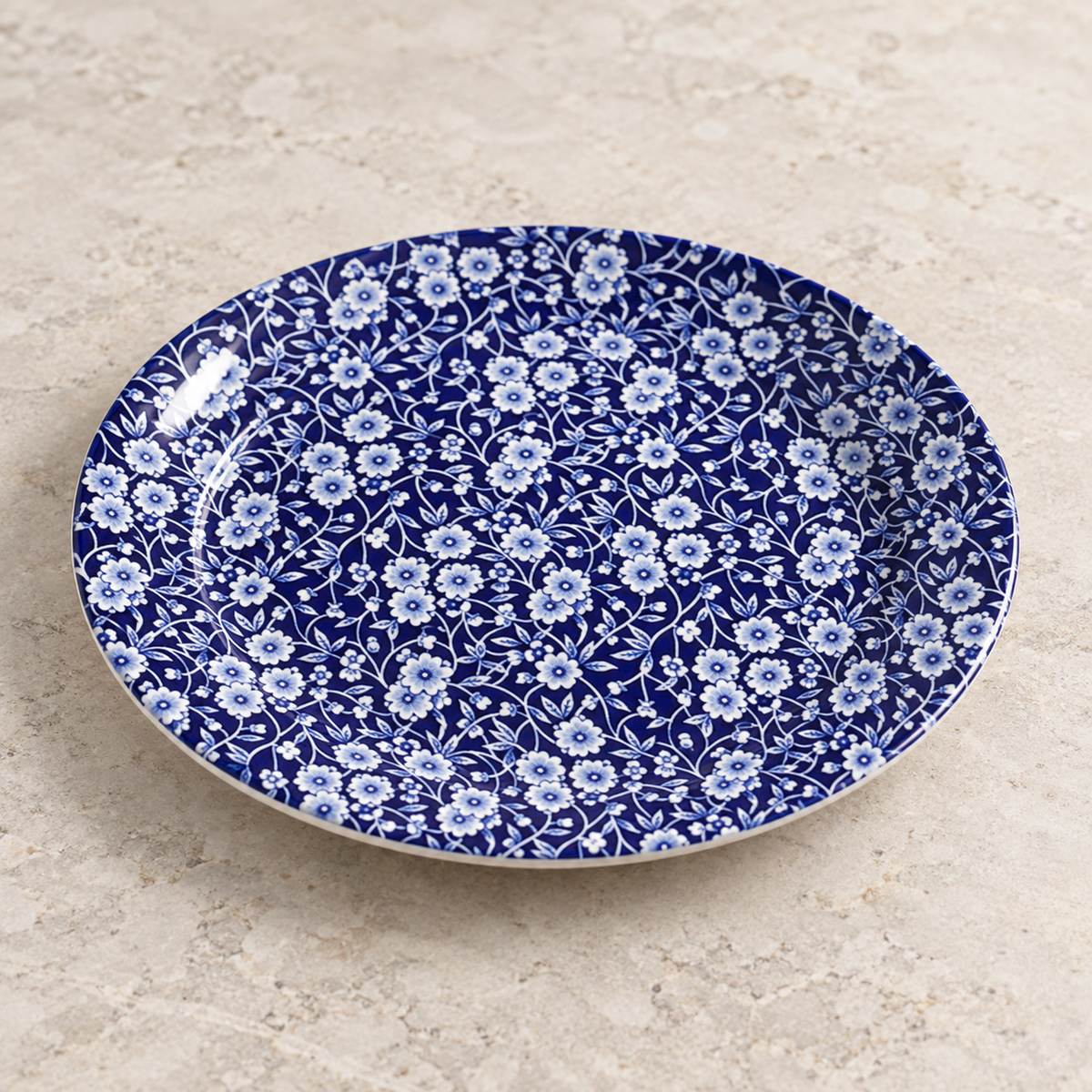 Midnight Bloom Blue & White Ceramic Plate