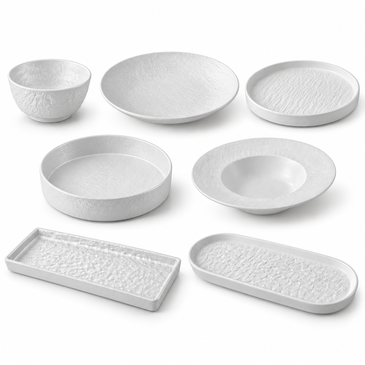 Rock Texture Ceramic Dinnerware Collection – Black & White