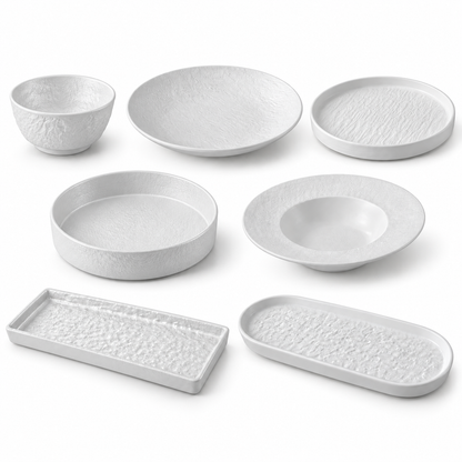 Rock Texture Ceramic Dinnerware Collection – Black & White